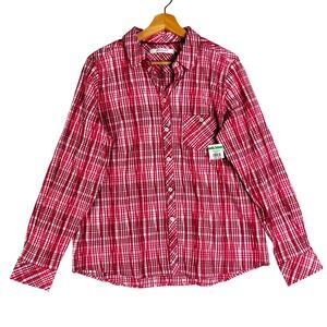 Foxcroft NYC Womens Pink Plaid Button Down Shirt Long Sleeve Casual Size 12